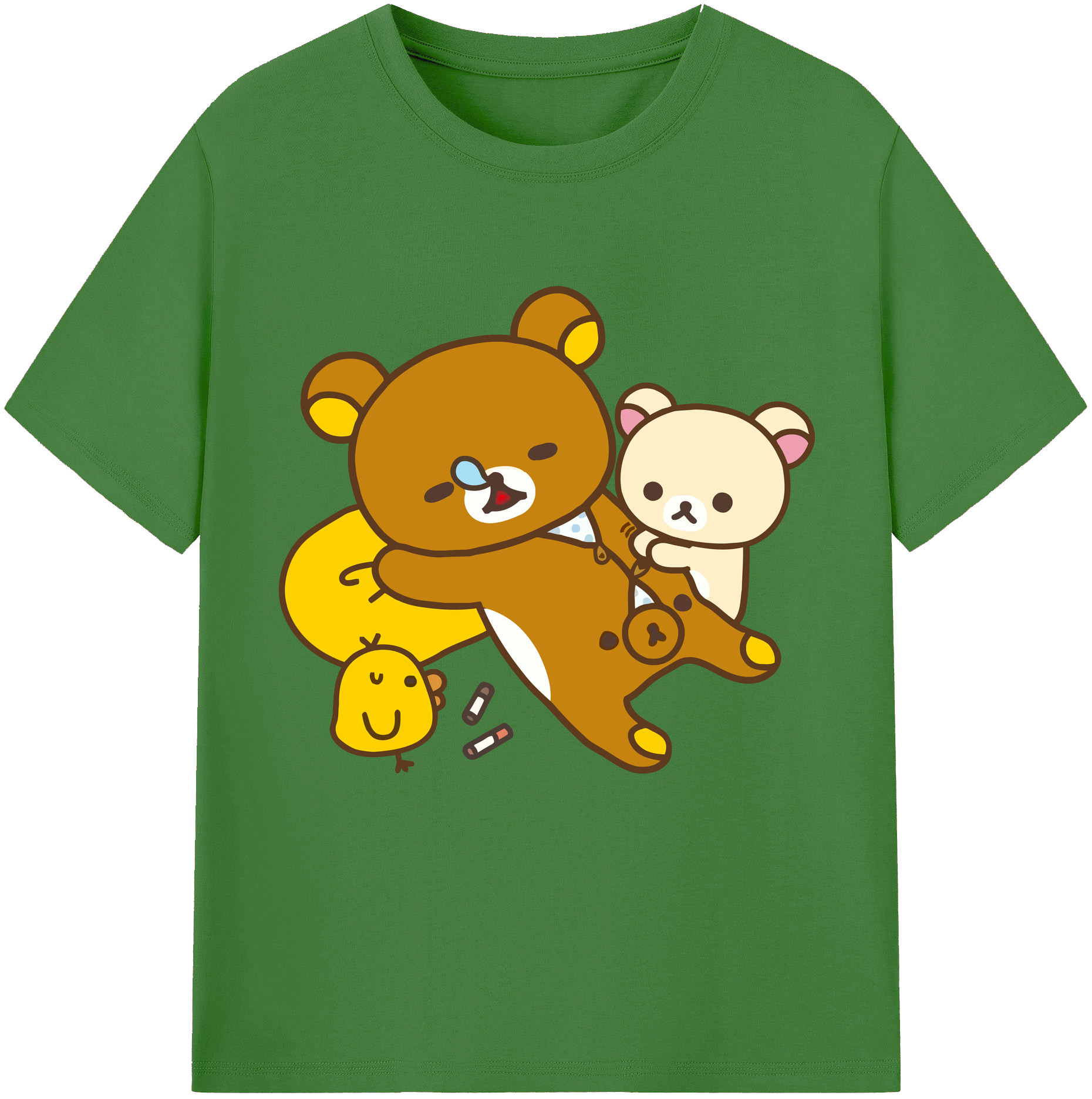 （画像用） リラックマ リラックマ キイロイトリ Rilakkuma Korilakkuma Kiiroitori レディースカジュアルプリントTシャツ（綿100％）
